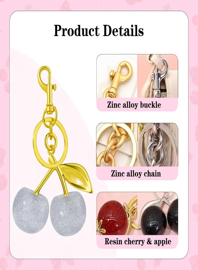 ANDGING 12 pcs Cute Cherry Keychain Set Cherry Bag Purse Charm for Women Red Gold Black Cherries Charms Key Chain Accessories Silver Blue Purple Purse Charms for Handbags Birthday Gifts Llavero De Cereza - Image 5